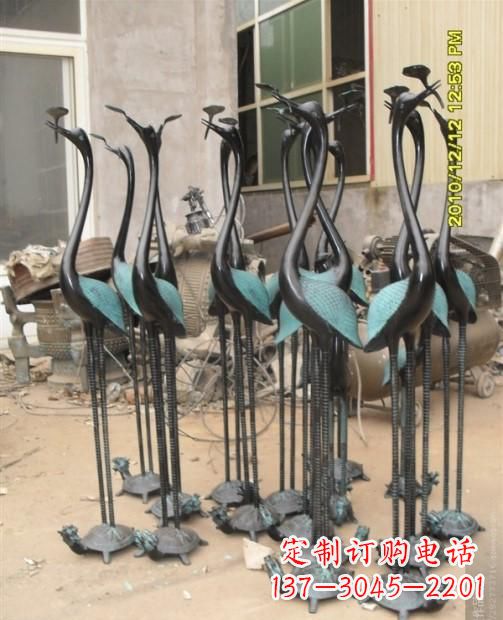 天津仙鹤动物铜雕