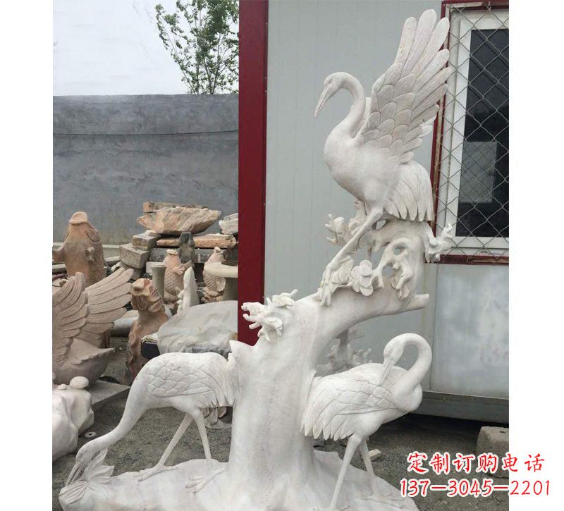 天津仙鹤松树石雕