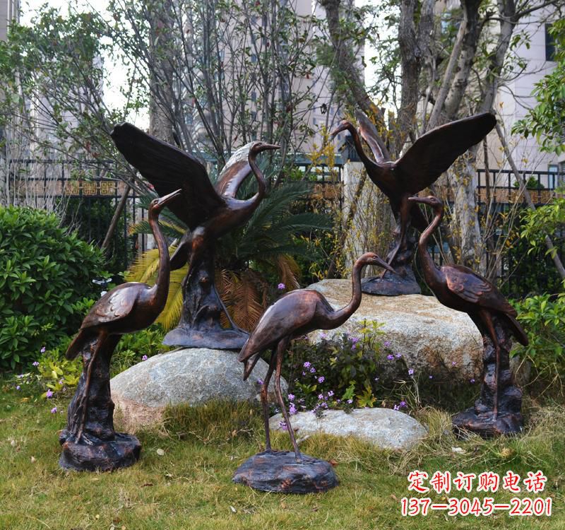 天津仙鹤铜雕塑 (2)