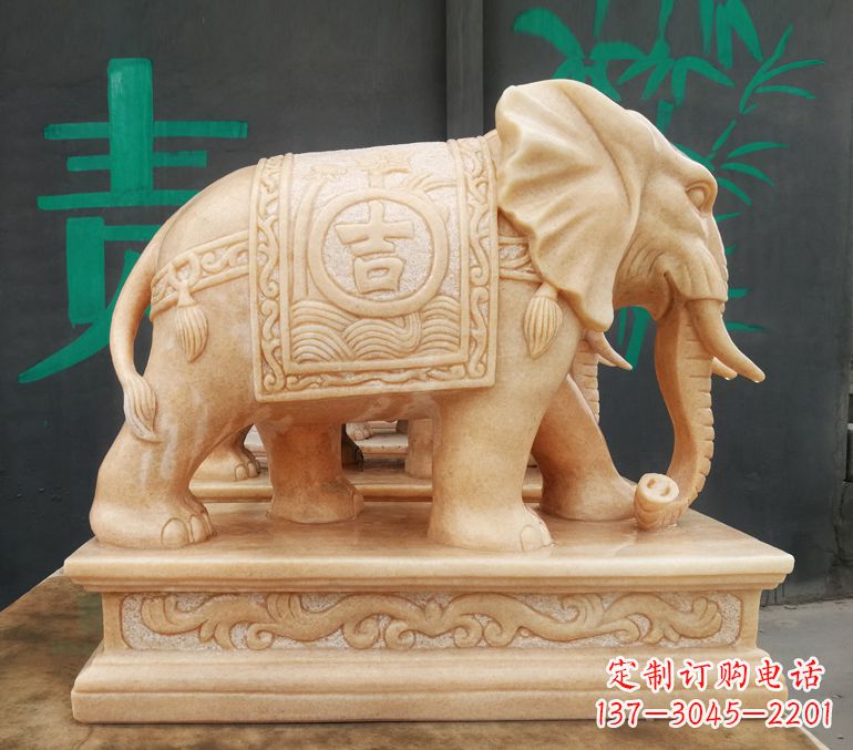 天津现代石雕大象雕像