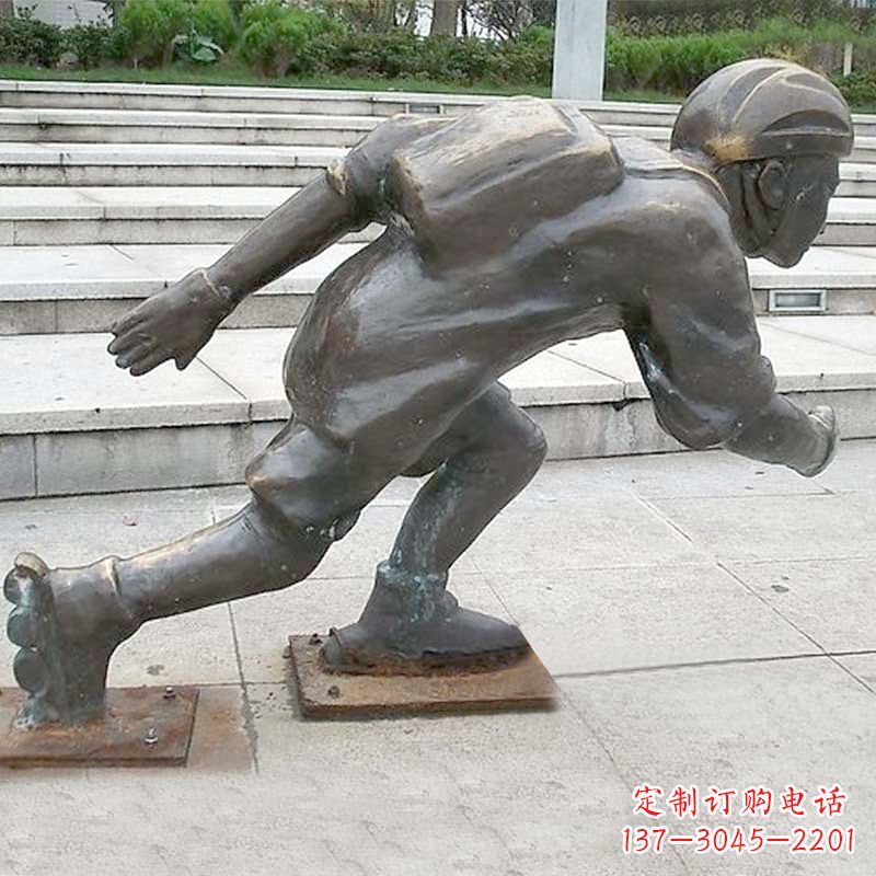 天津小孩滑旱冰广场人物运动雕塑