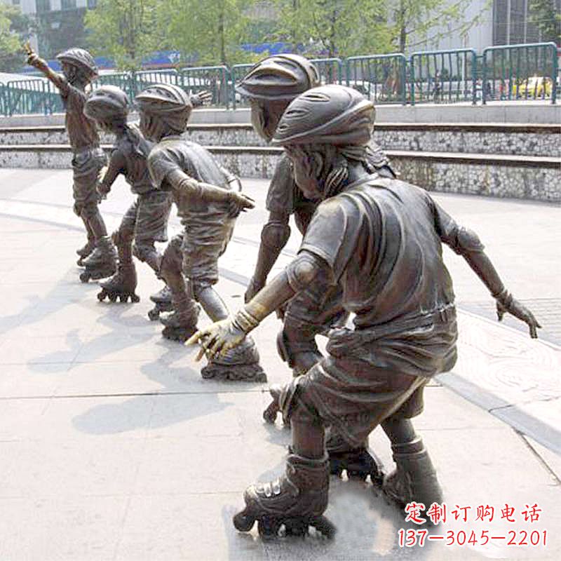 天津小孩滑旱冰广场运动主题雕塑