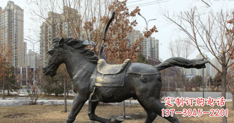 天津小区动物奔跑的马铜雕