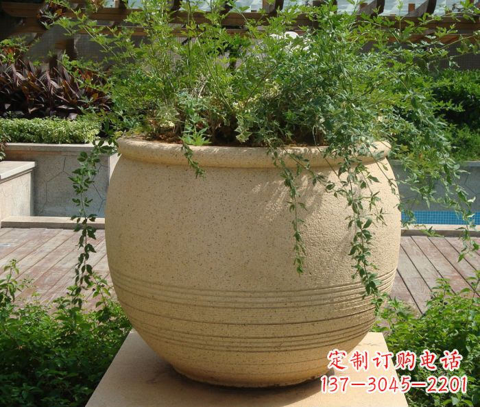 天津小区景观大理石花盆石雕 (2)