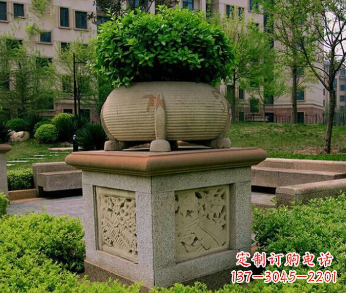 天津小区景观大理石花盆石雕 (3)