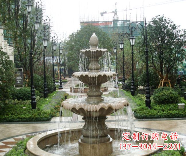 天津小区景观大理石喷泉石雕 (4)