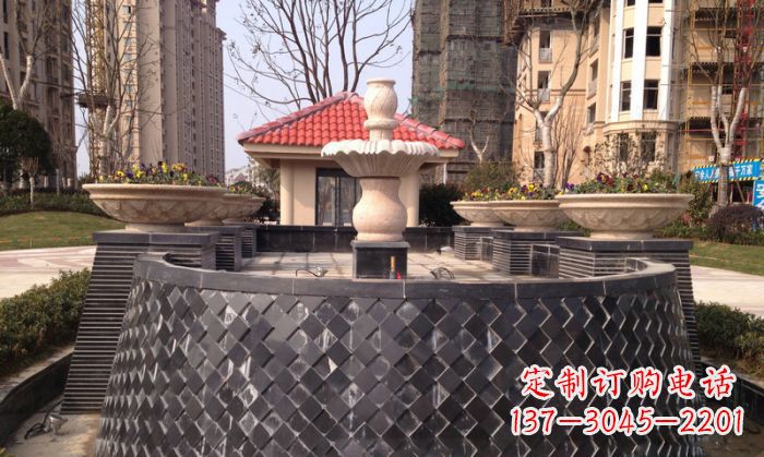 天津小区景观大理石喷泉石雕 (3)