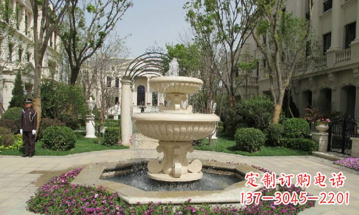 天津小区景观大理石喷泉石雕 (7)