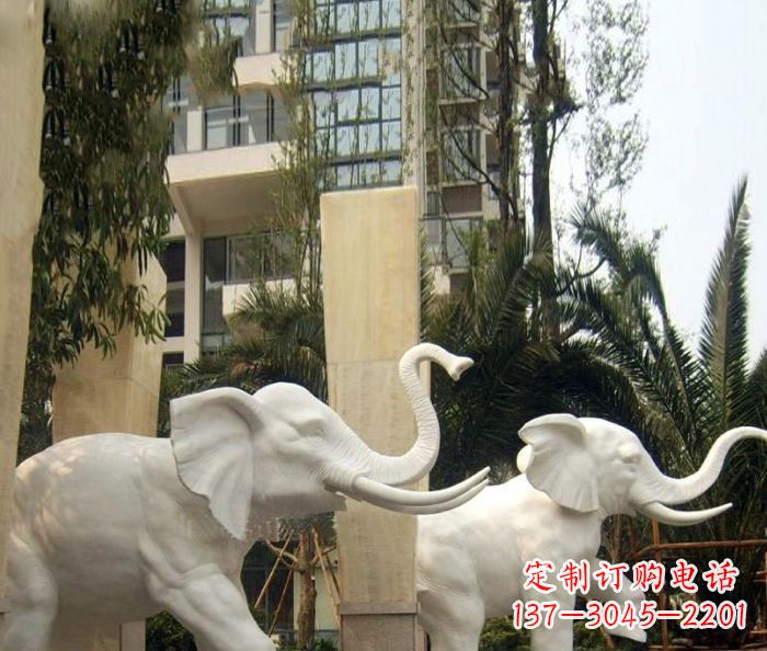 天津小区景观汉白玉大象石雕