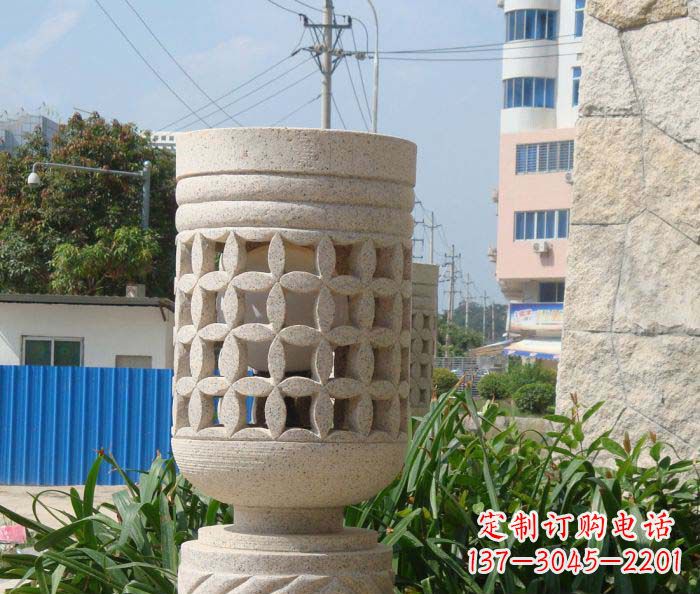 天津小区景观镂空石灯石雕