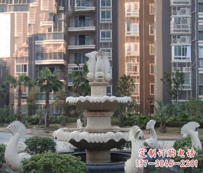 天津小区景观鲤鱼喷泉石雕