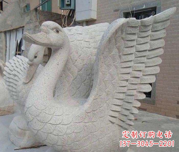 天津小区景观天鹅石雕喷泉
