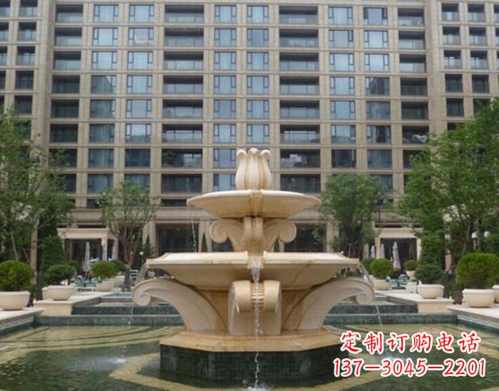 天津小区景观晚霞红喷泉石雕 (2)