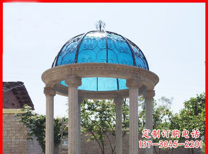 天津小区欧式圆顶凉亭石雕_2