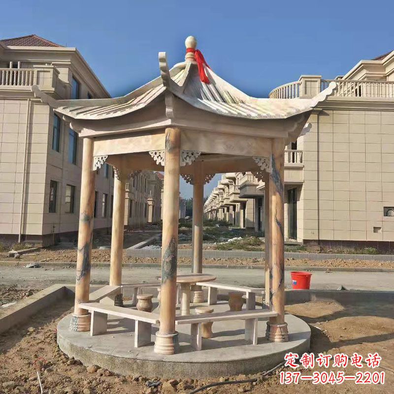 天津小区庭院石雕凉亭