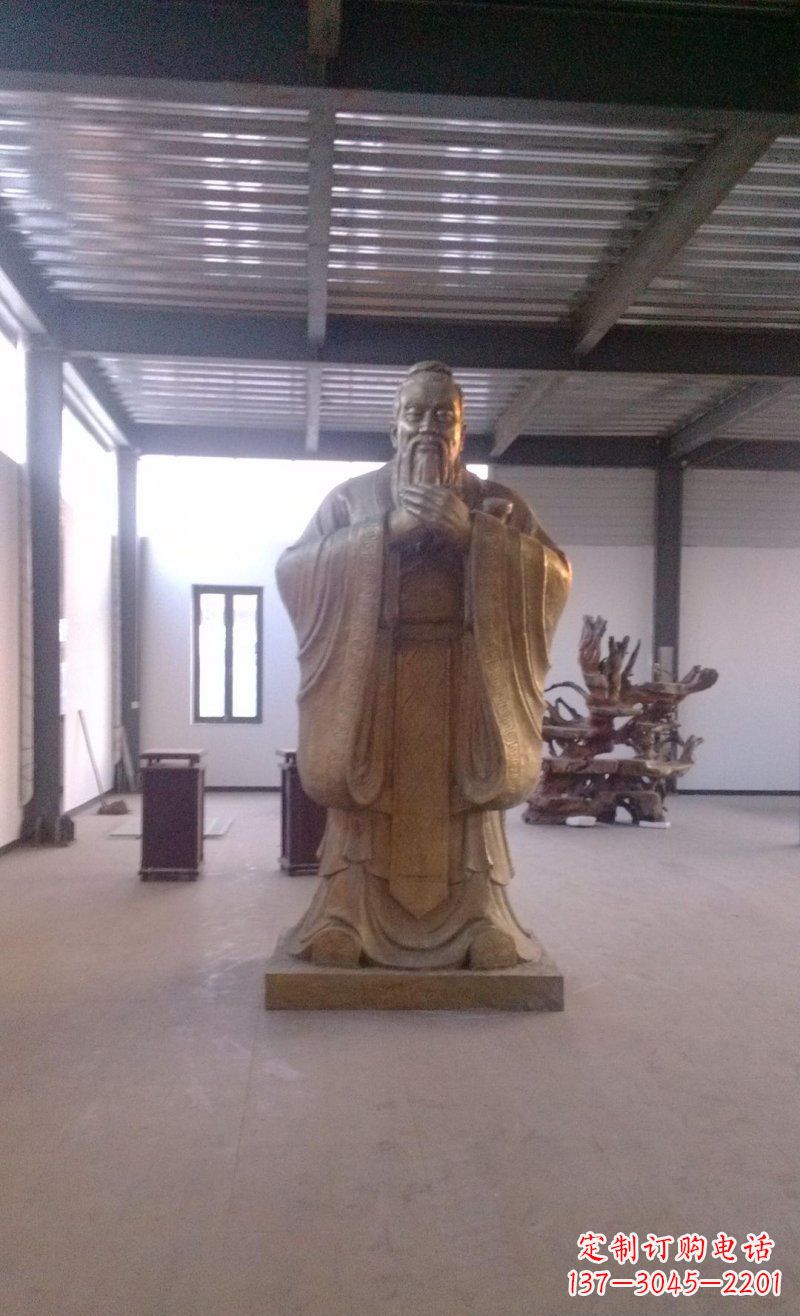 天津校园仿铜老子玻璃钢名人雕塑