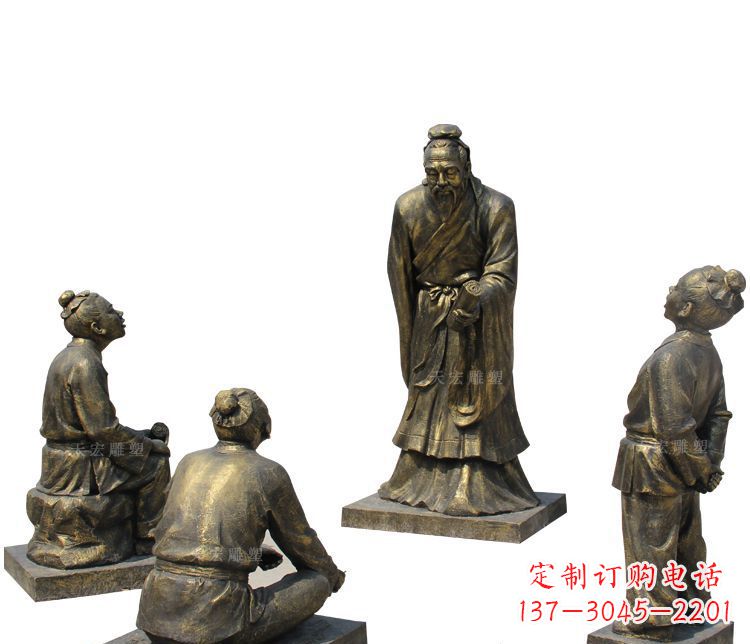 天津校园孔子讲学铜雕塑