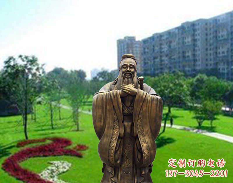 天津学校孔子行教像铜雕
