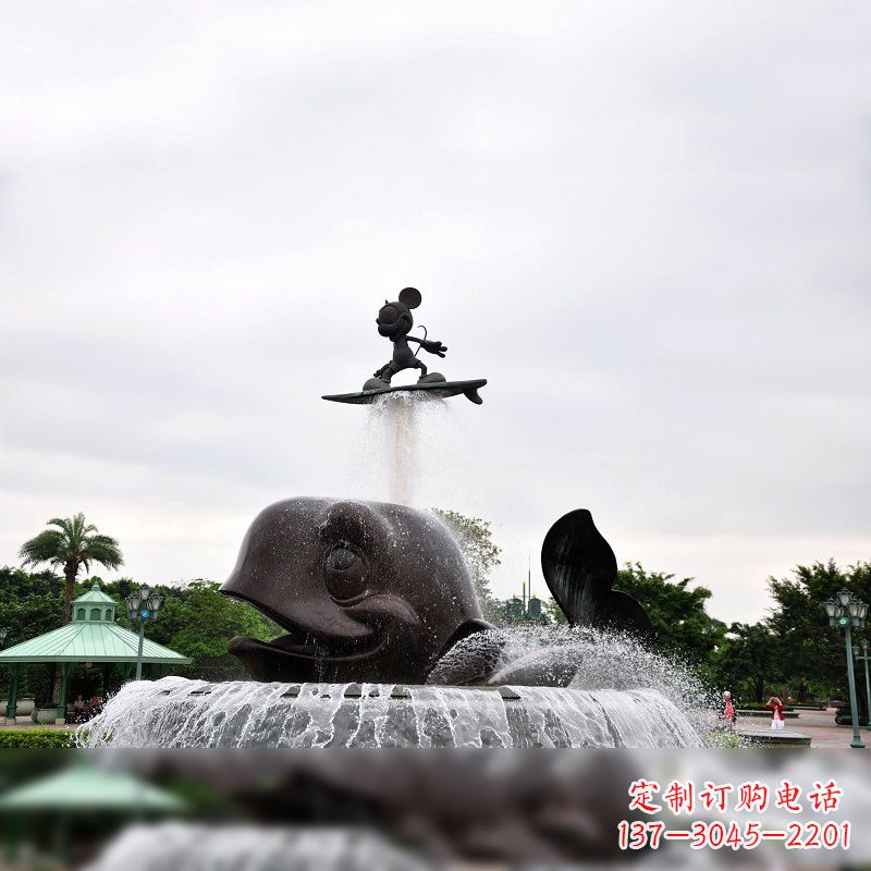 天津鱼和小孩水景喷泉
