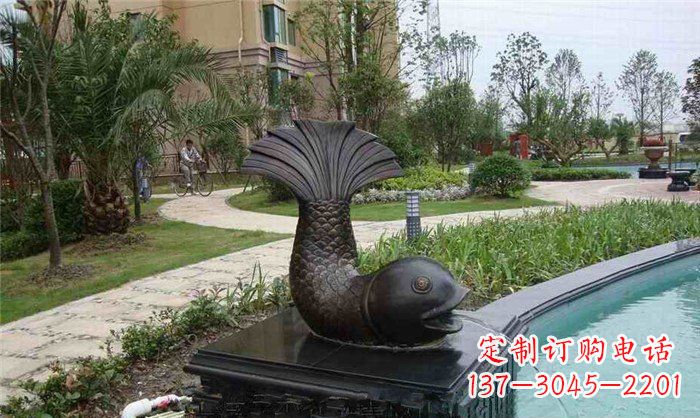 天津鱼式喷泉小区景观铜雕