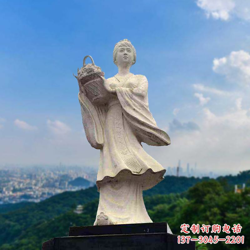 天津虞姬景观石雕像-景区园林古代美女雕塑