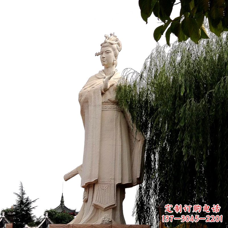天津虞姬砂岩石雕-景区园林古代人物著名美女雕像
