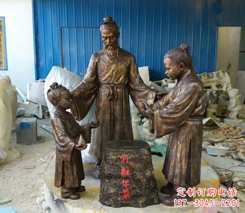 天津寓言故事孔融让梨人物铜雕