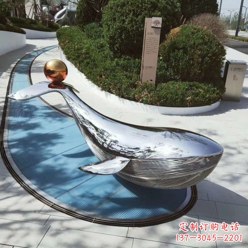 天津园林不锈钢海豚景观摆件