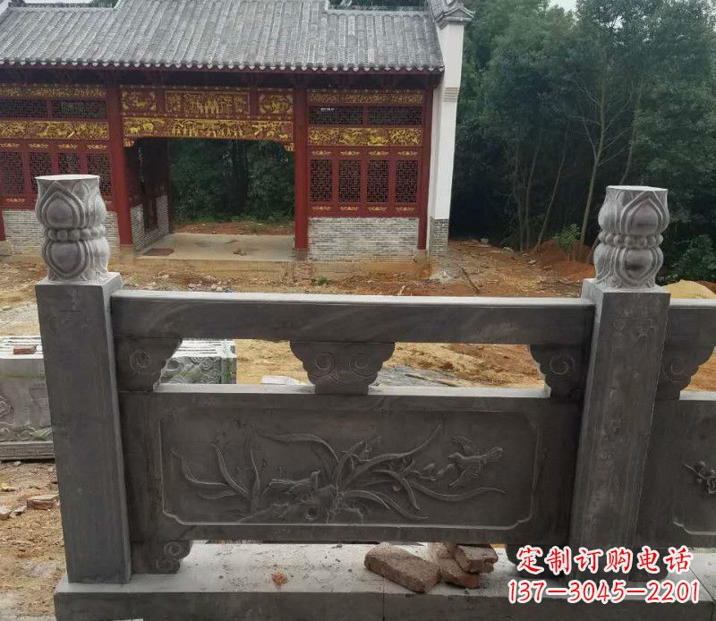 天津园林仿古兰花石浮雕栏板景观石雕