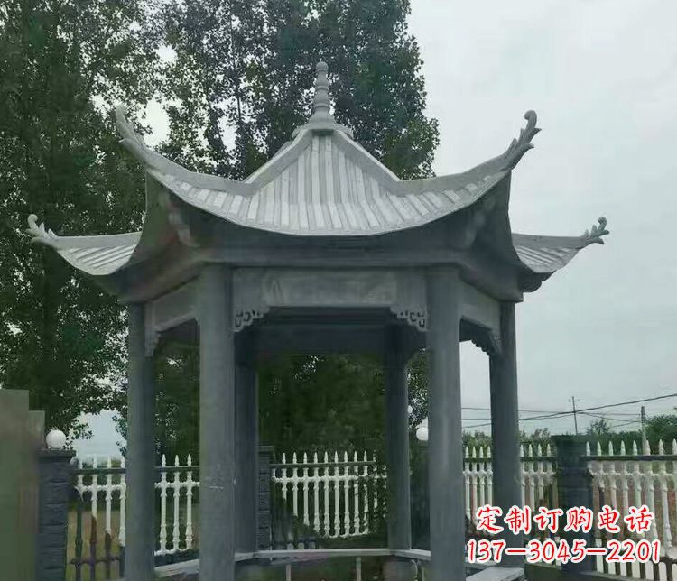 天津园林仿古石凉亭景观石雕 (2)