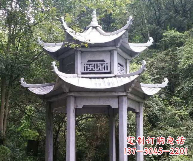 天津园林仿古石凉亭景观石雕 (3)