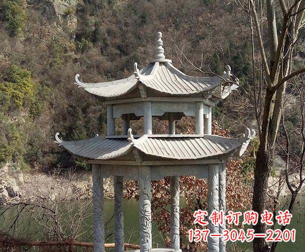 天津园林仿古双层石雕凉亭