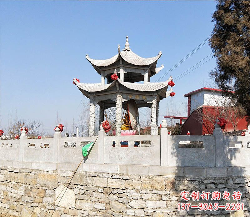 天津园林仿古双层石凉亭景观石雕 (3)