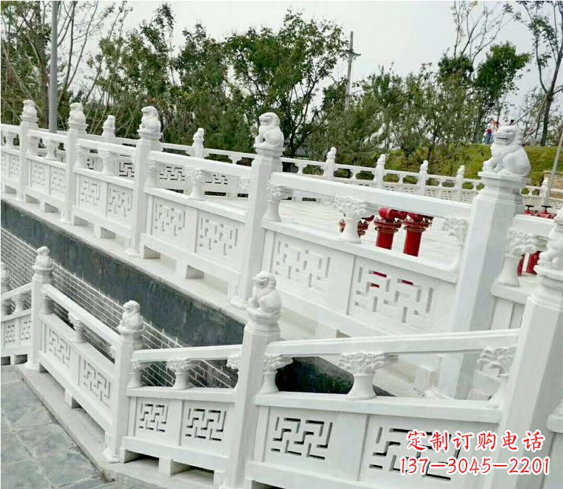 天津园林汉白玉栏板景观石雕 (2)