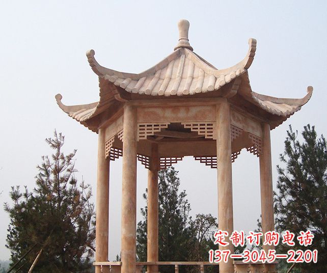 天津园林景观单层石雕凉亭 (3)