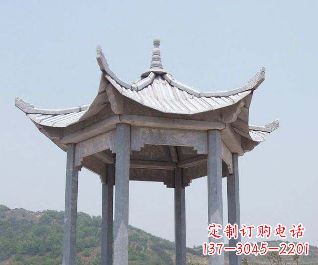 天津园林景观单层石雕凉亭 (2)