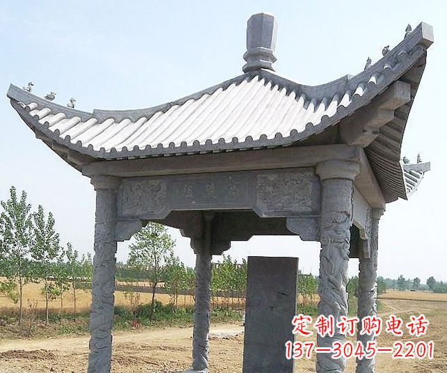 天津园林景观单层石雕凉亭 (4)