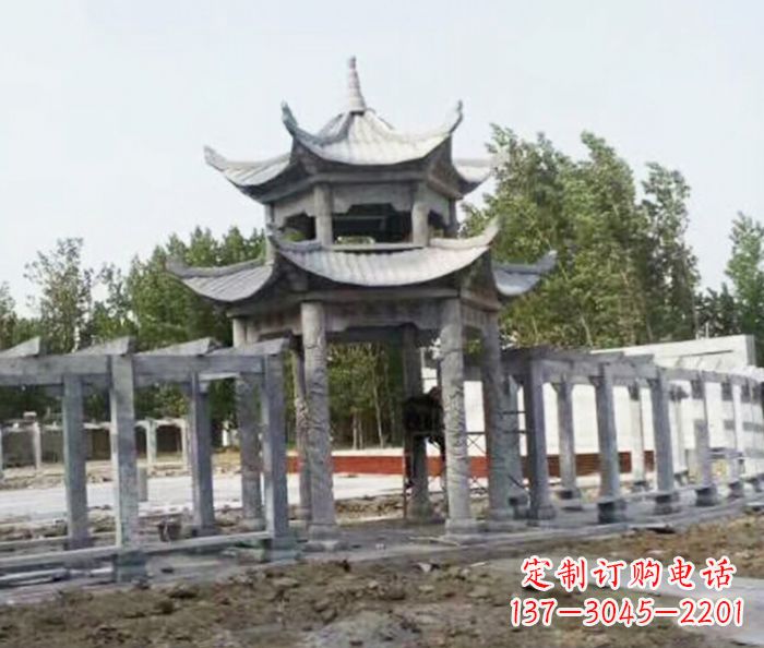 天津园林景观多层凉亭石雕 (2)