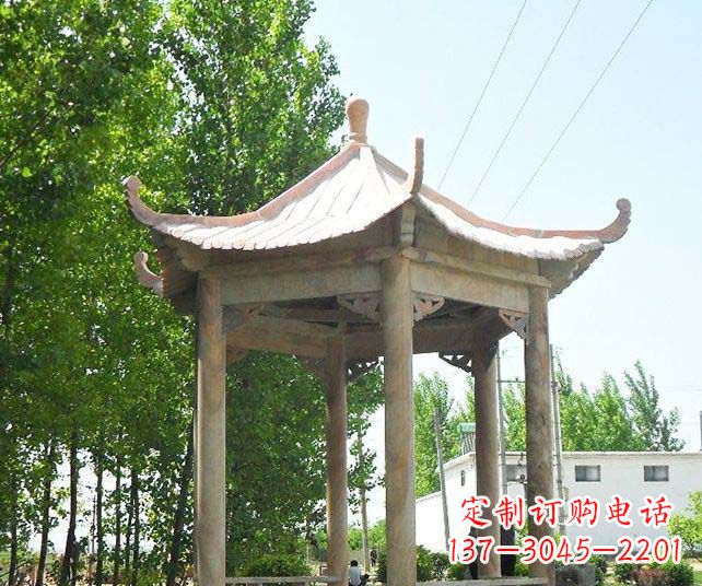 天津园林景观单层石雕凉亭
