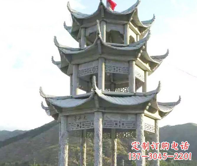 天津园林景观多层凉亭石雕 (3)