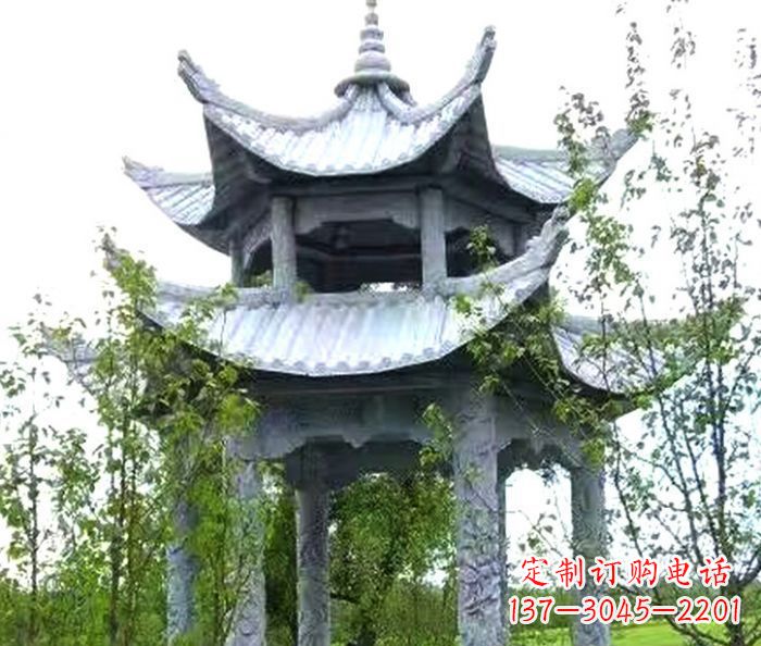 天津园林景观仿古六角石凉亭