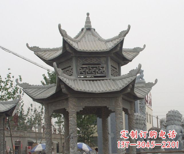 天津园林景观仿古石雕凉亭 (2)