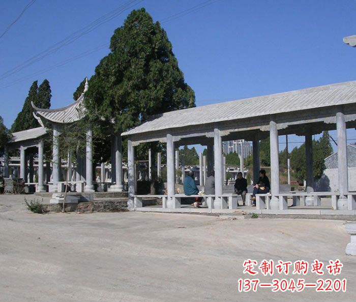 天津园林景观仿古石雕长廊凉亭 (2)