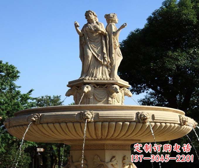 天津园林景观西方人物喷泉石雕