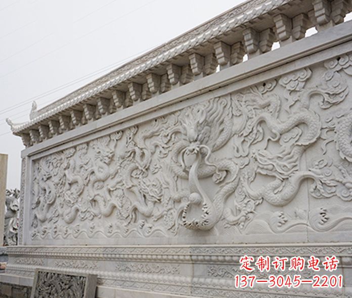 天津园林九龙壁石雕影壁 (5)