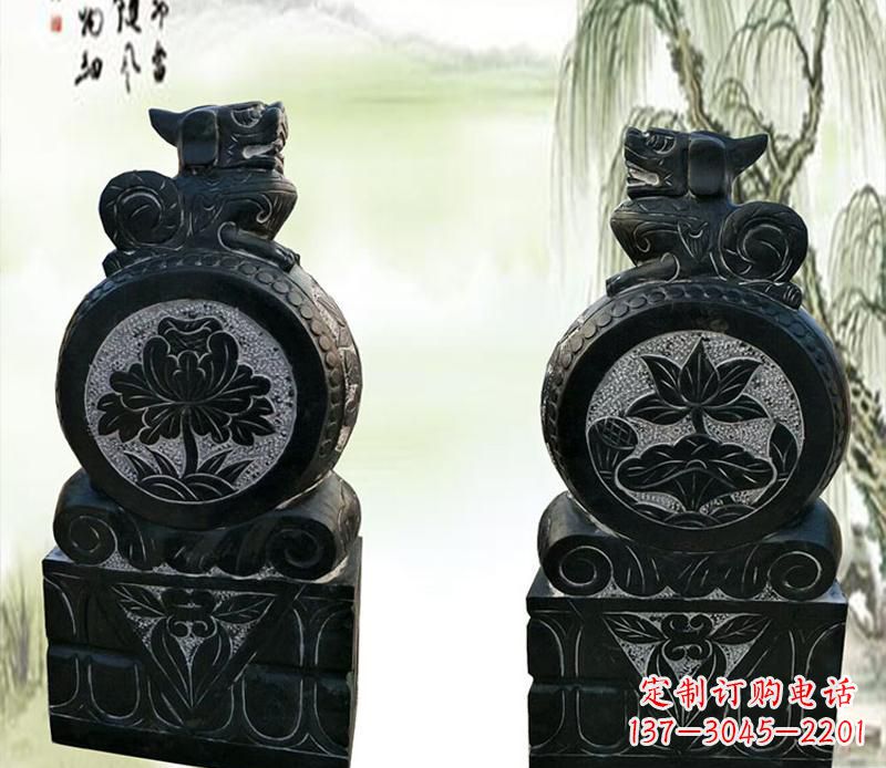 天津园林貔貅门墩石雕