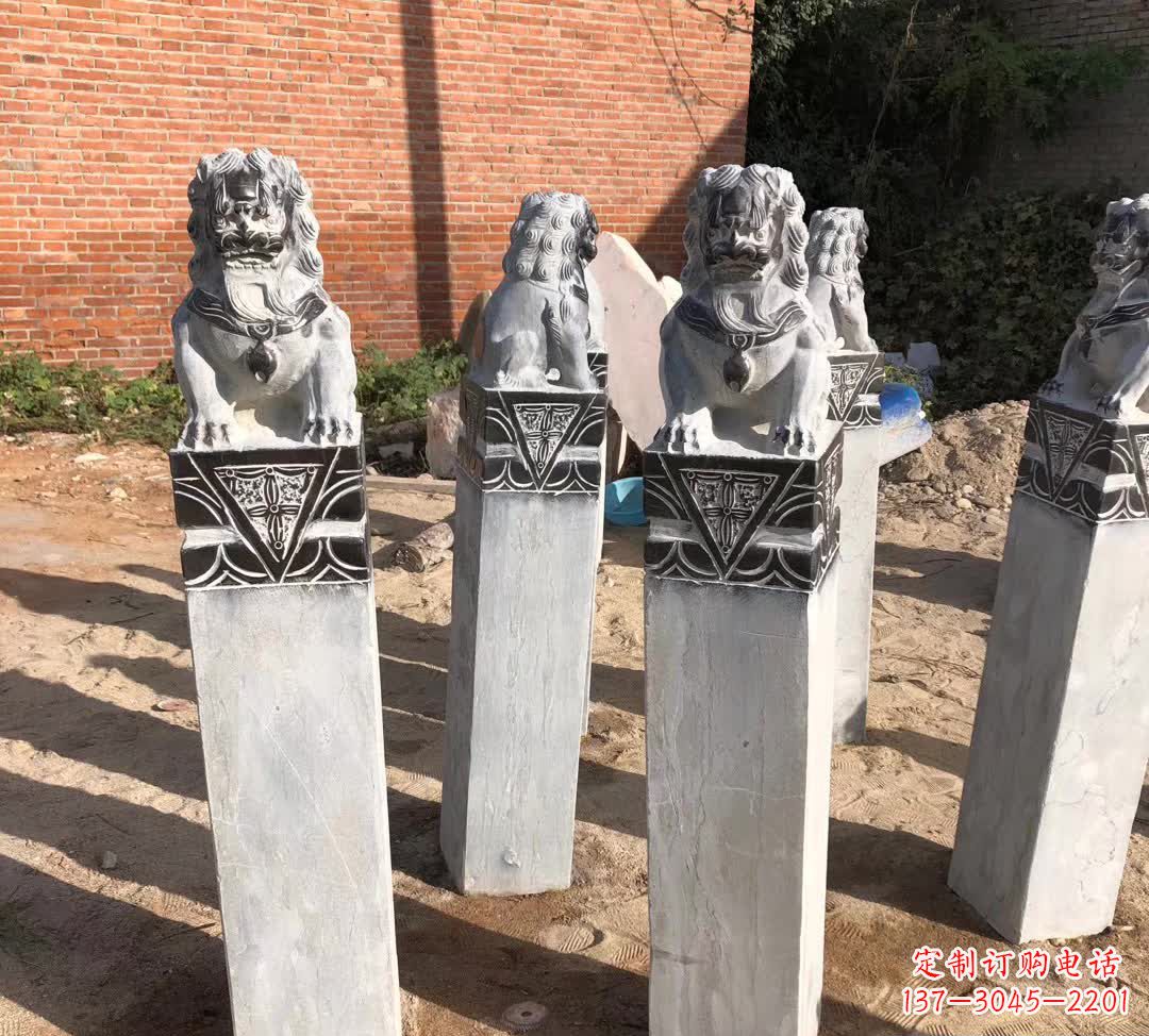天津园林石雕狮子拴马桩