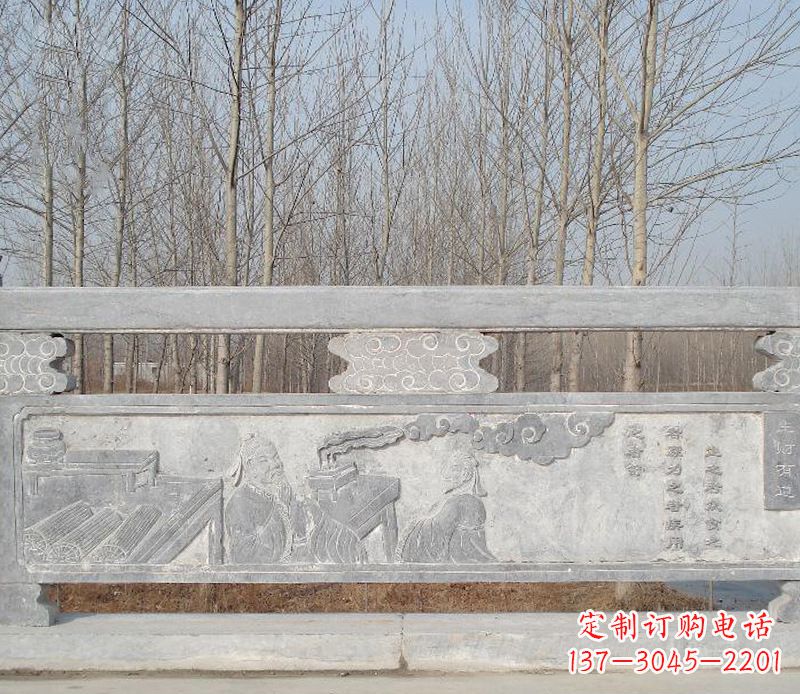 天津园林石浮雕栏板景观石雕 (3)