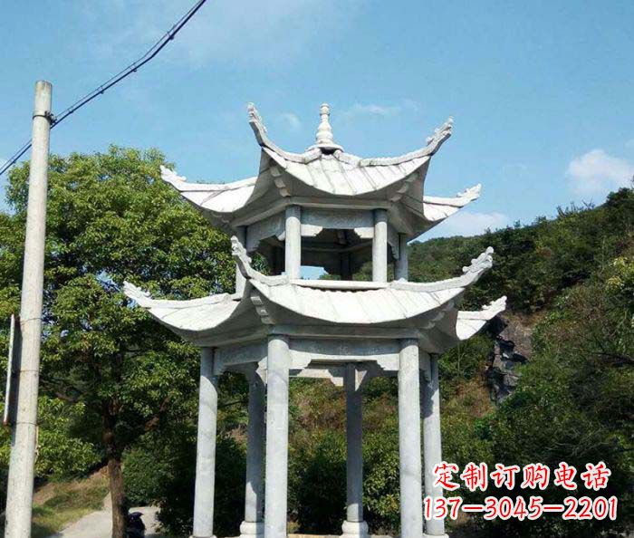 天津园林双层凉亭石雕