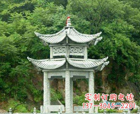 天津园林双层六角石凉亭景观石雕